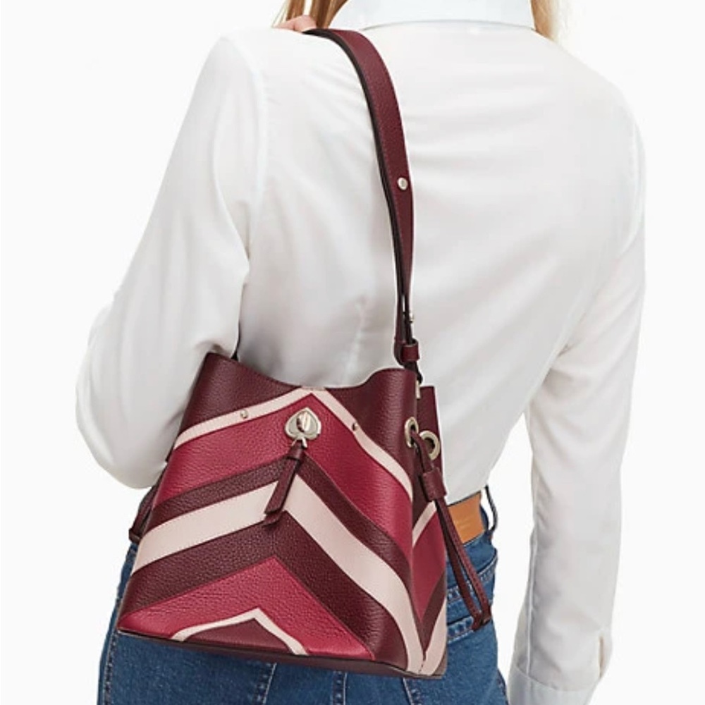 Kate Spade Burgundy & Pink Chevron Bucket Bag
